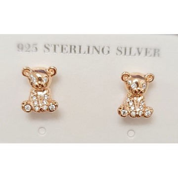 現貨** [意大利製造] 925 純銀熊仔耳環