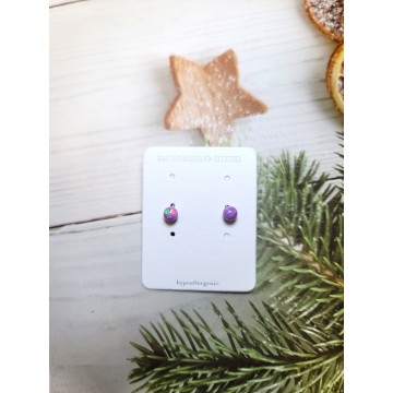 現貨**  [意大利製造] 925 純銀蛋白石紫色珠耳環