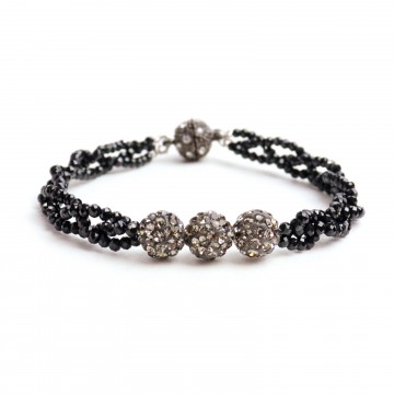 現貨** [日本製造] 黑色尖晶石編織手鍊 (黑色)