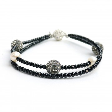 現貨** [日本製造] 黑色尖晶石珍珠手鍊 