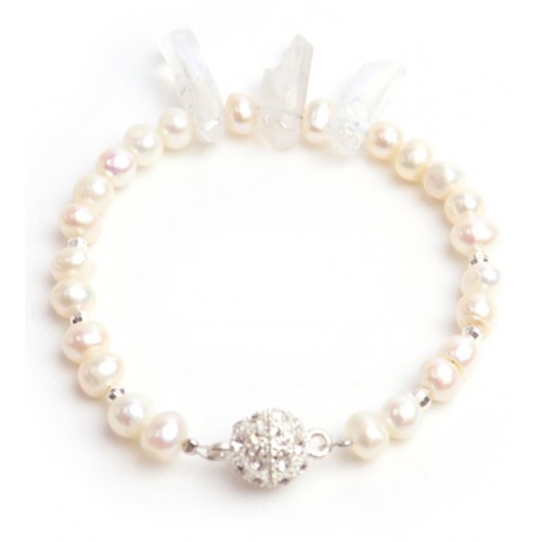 現貨** [日本製造] 淡水珍珠水晶手鏈