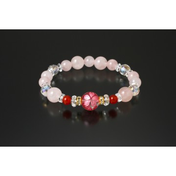 [日本製造] 玫瑰石英櫻花水晶手鏈 (售罄)