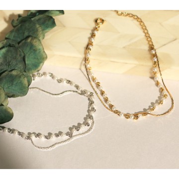 現貨** [日本製造] 合金珍珠手鍊 (銀色) 